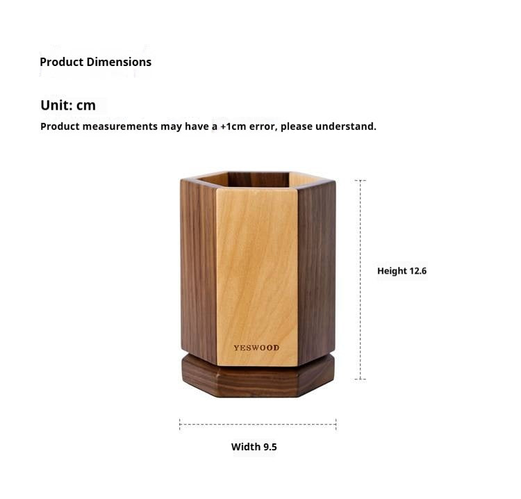 Black Walnut, Maple Solid Wood Rotating Pen Holder