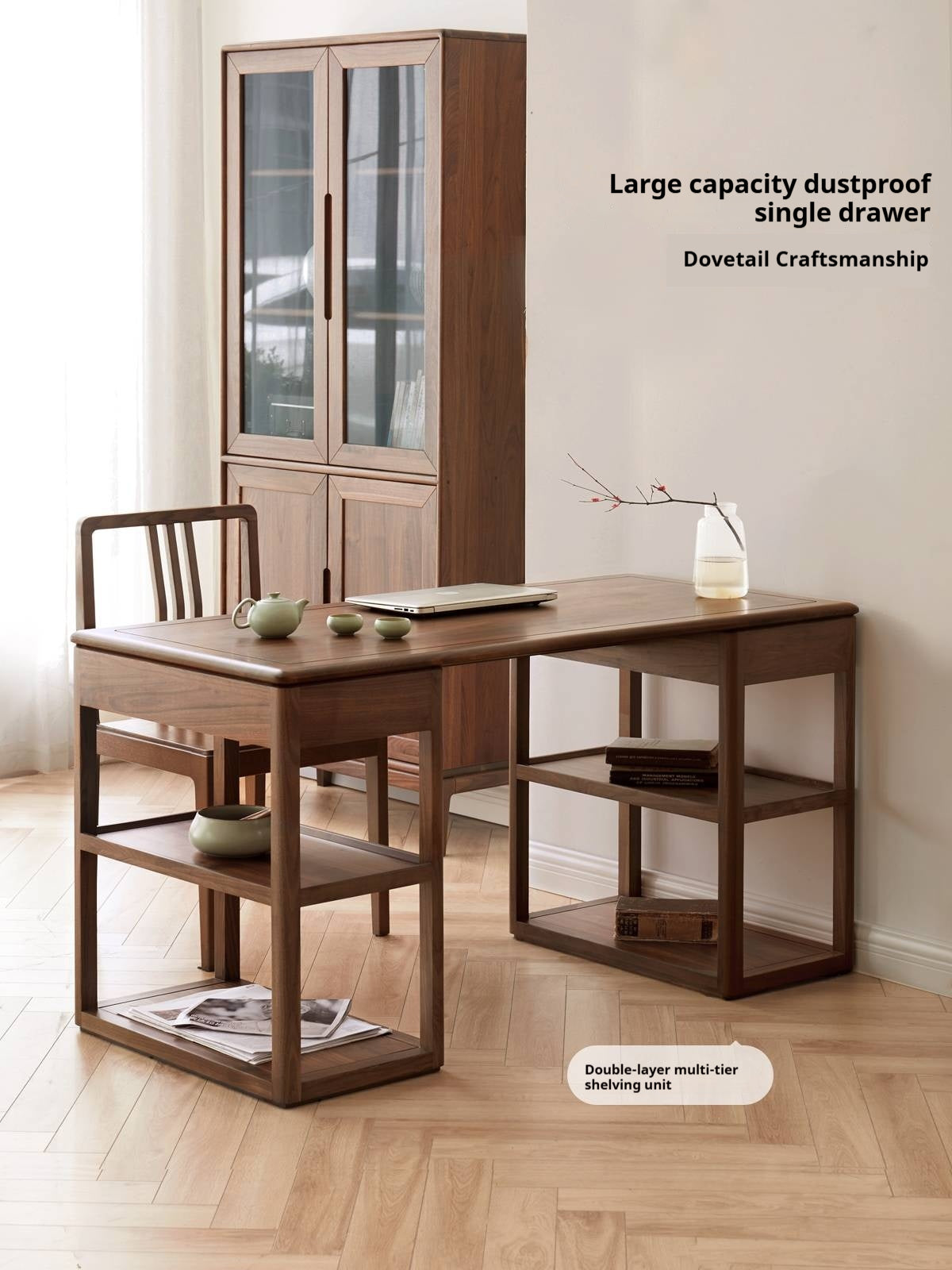 Black Walnut Solid Wood Modern Study Desk