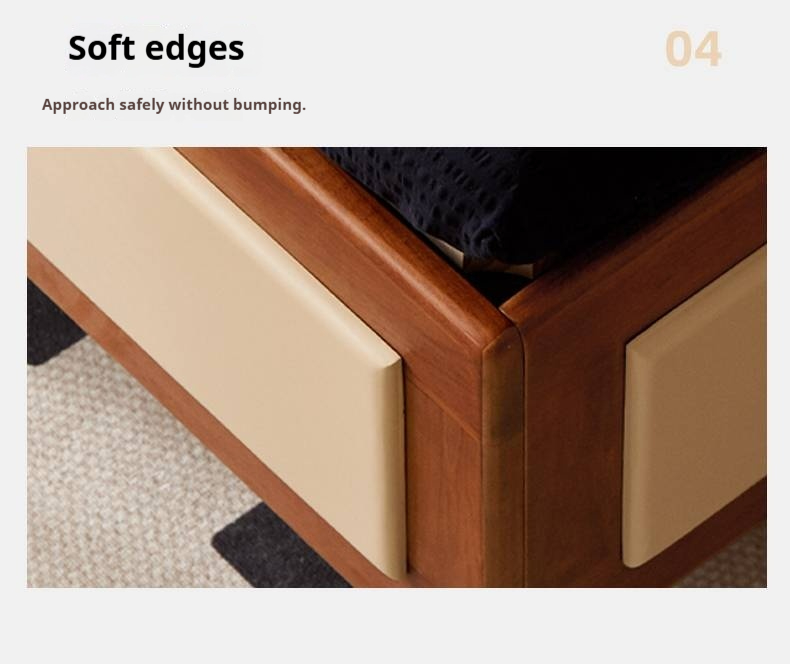 Poplar Solid Wood Bauhaus Style Platform Bed, Headboard-Free Bed