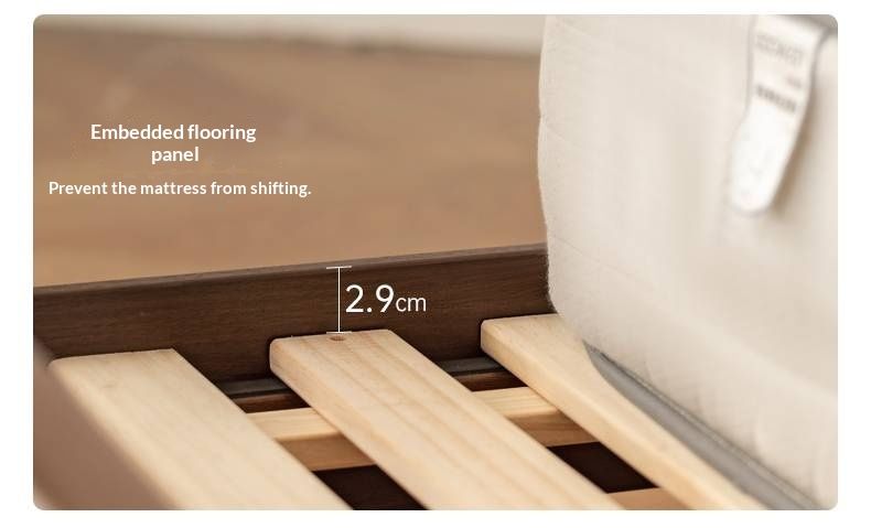 Black Walnut, Beech Solid Wood Retro Upholstered Large Bed