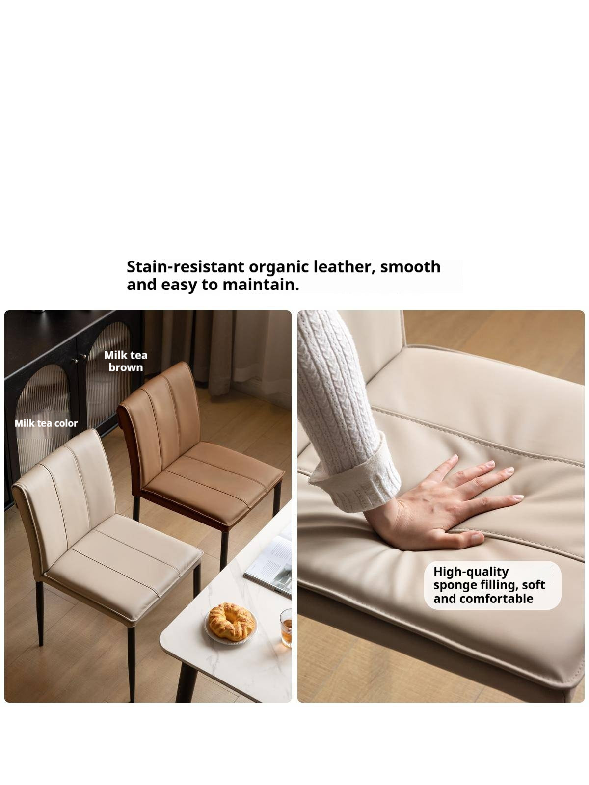 Set Pcs 4 Organic leather Iron Light Luxury Soft Backrest Chair