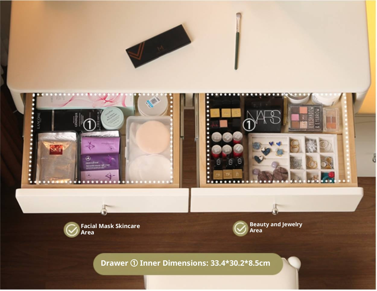 Solid Rubberwood Telescopic Multifunctional Dressing Table