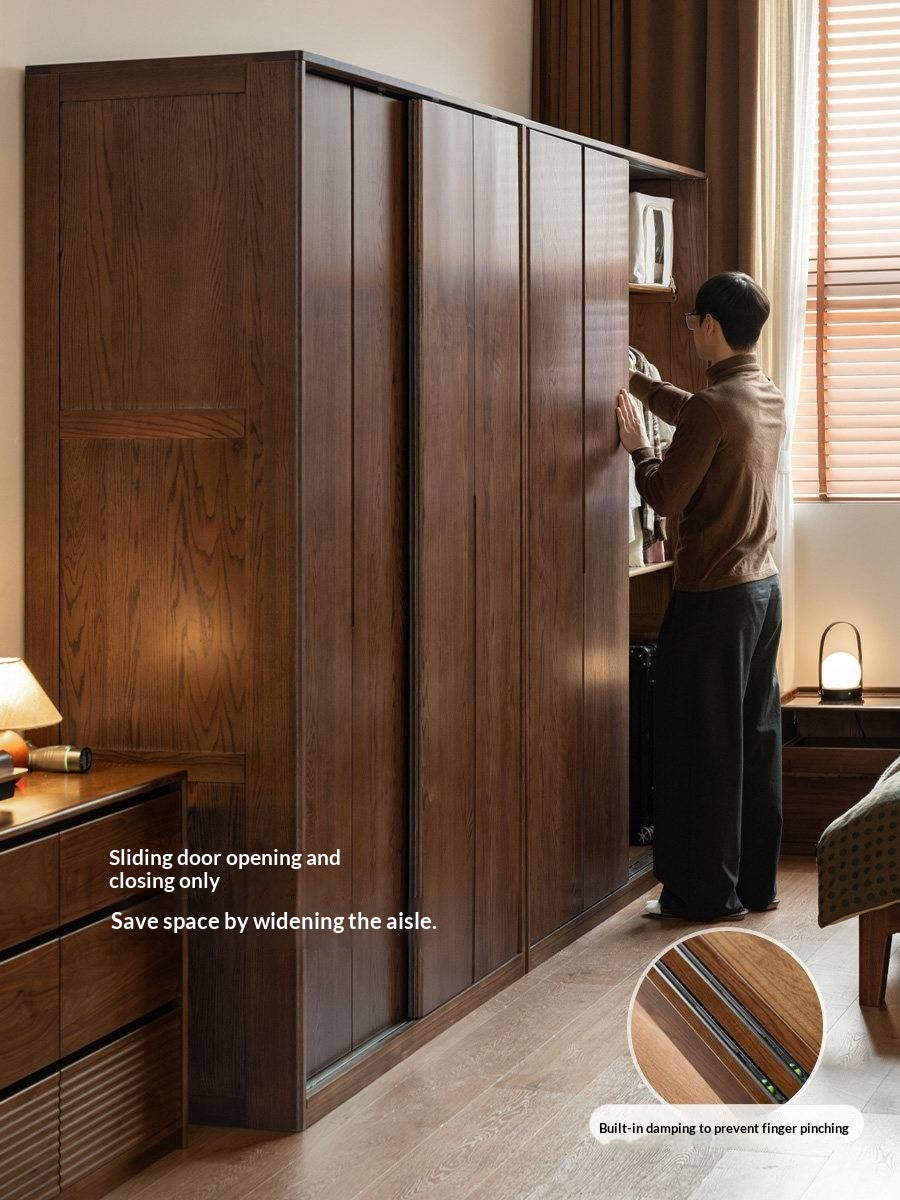 Oak Solid Wood Sliding Door Wardrobe.