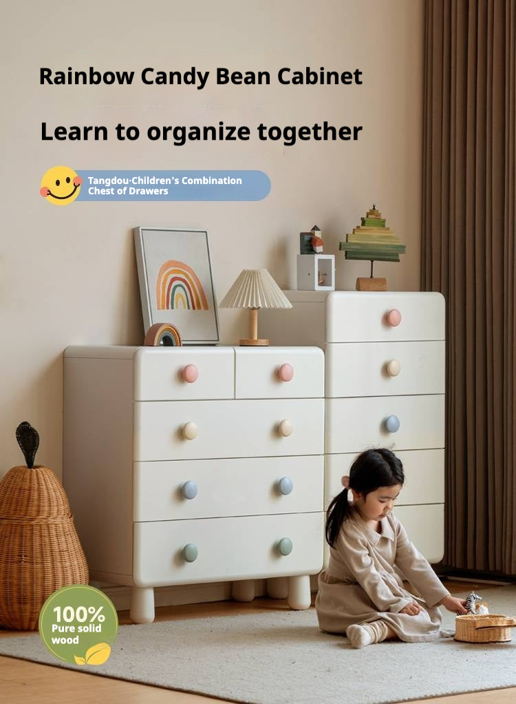 Rubber Solid Wood Children's Storage Cabinet.