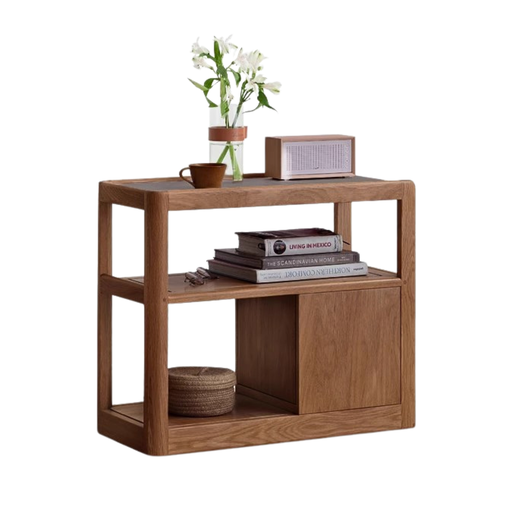 Black walnut, Ash, Oak, Cherry Solid Wood Rock Plate Side Table Movable