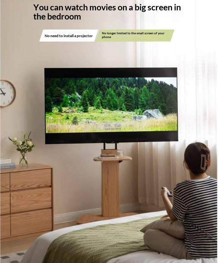 Oak Solid Wood TV Stand, Mobile Floor to Floor TV Cabinet.