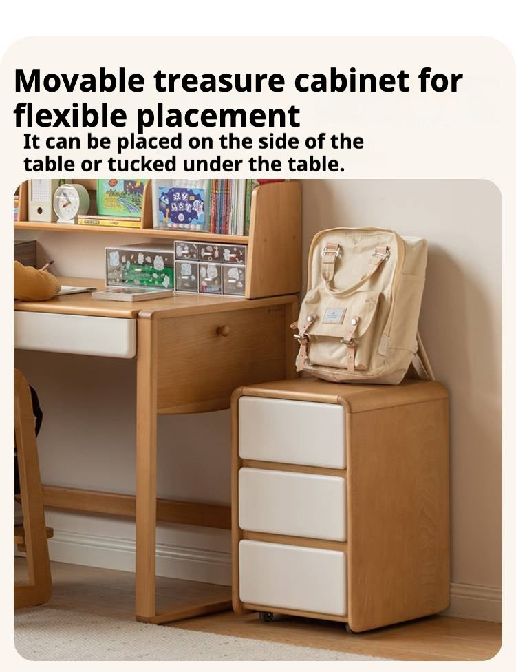 Beech Solid Wood Bookshelf Integrated Children's Desk.