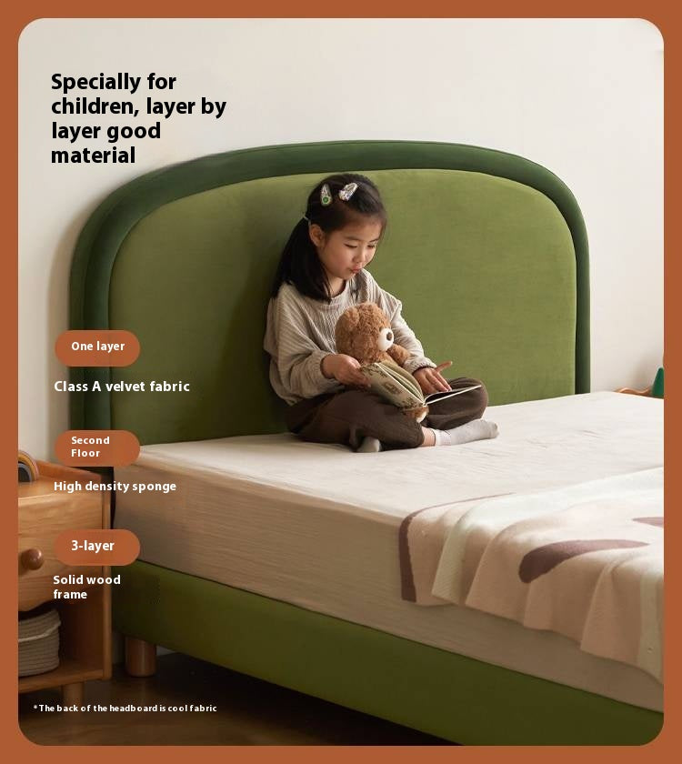 Fabric Children's Bed High Head Soft Bed