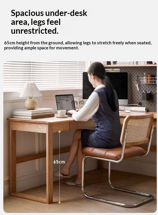 Oak Solid Wood L-shaped Corner Office Desk