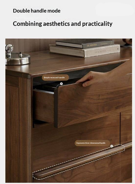 Black Walnut, Sandalwood Solid Wood, Solid Longan Hardwood Italian Light Luxury Chest of Drawers