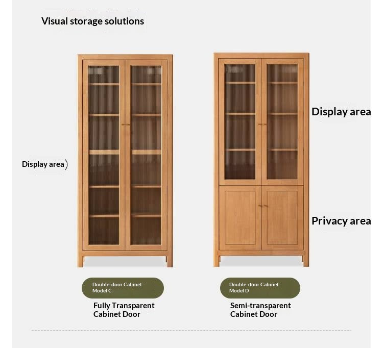 Solid Rubberwood Bookcase with Storage and Display Shelves