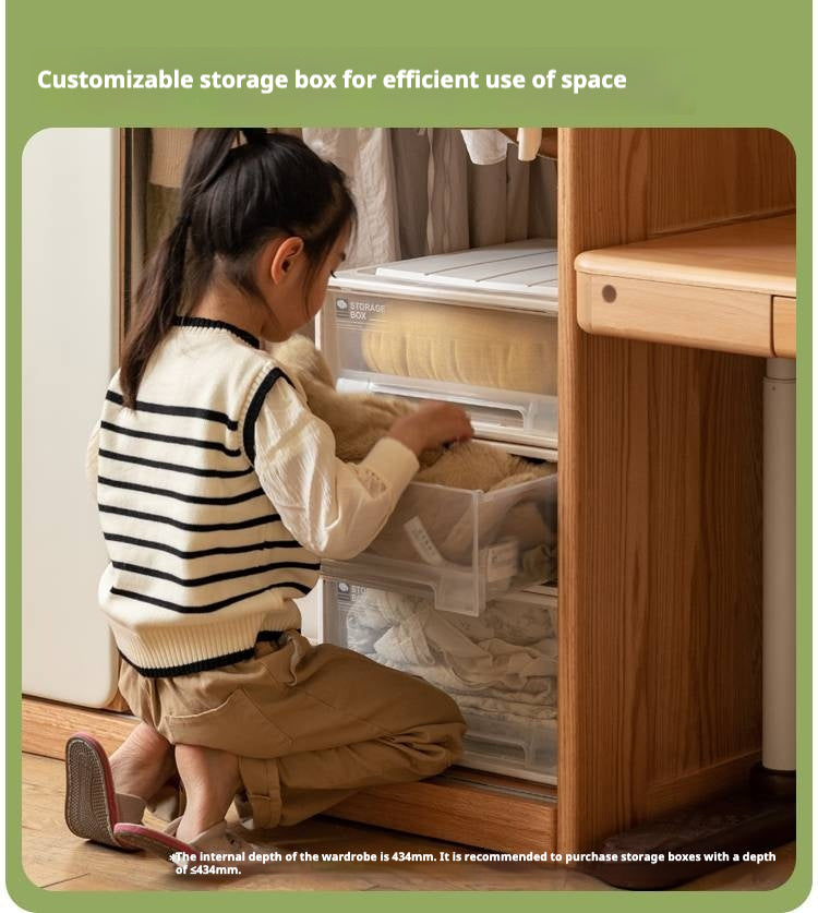 Oak Solid Wood Kids Sliding Door Wardrobe