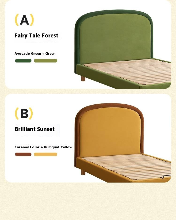 Fabric Children's Bed High Head Soft Bed