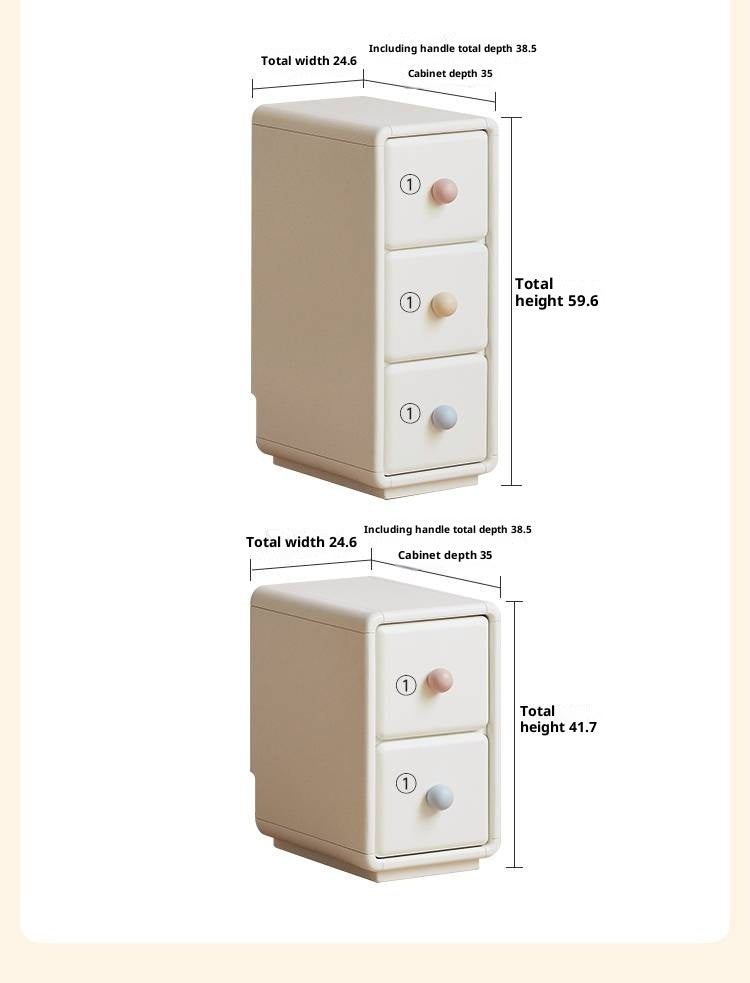 Solid Rubberwood Cream Style Ultra-narrow Children's Nightstand