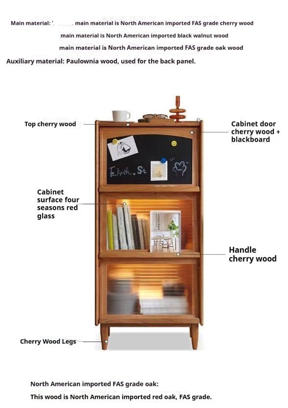 Cherry, Oak Solid Wood Flip Door Magazine Cabinet LED light.
