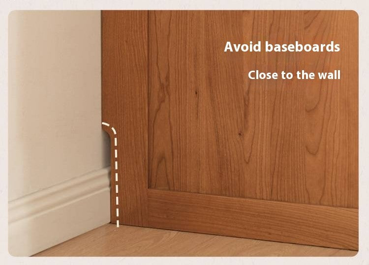 Cherry Solid Wood Swing Door Rattan Wardrobe