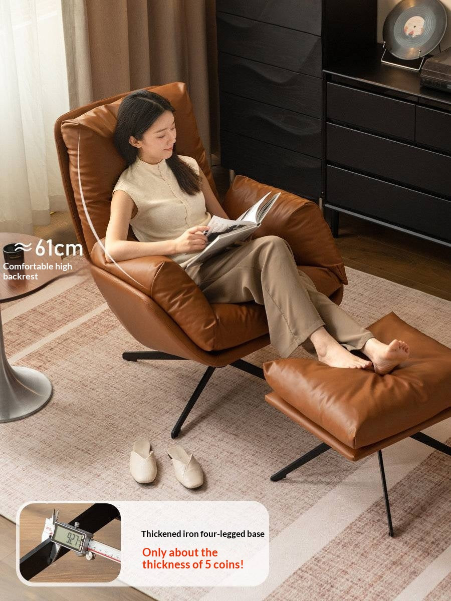 Organic Leather Italian Swivel Lounge Chair