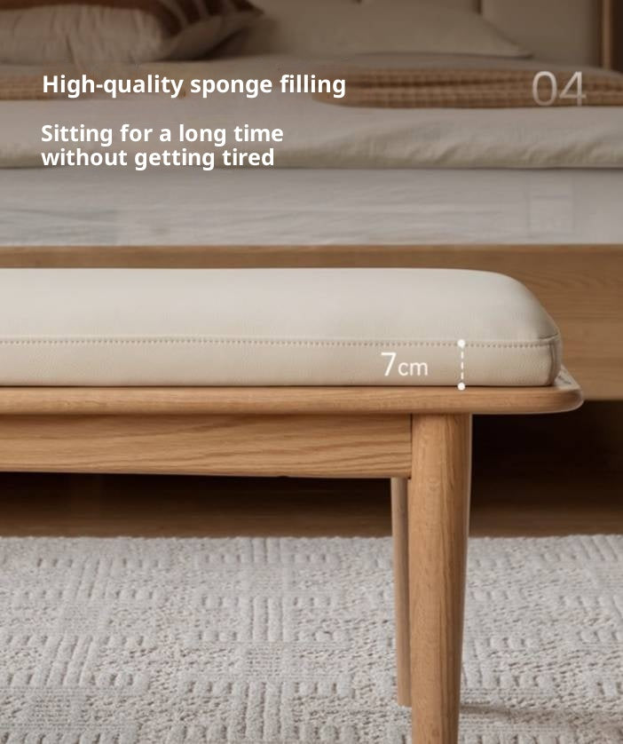 Oak Solid Wood Modern Long Soft Bench