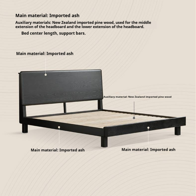 Ash Solid Wood Luminous Bed Modern Minimalist