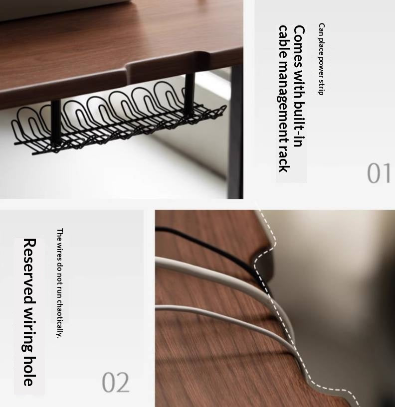 Black Walnut, Merbau Solid Wood Italian Light Luxury Computer Desk