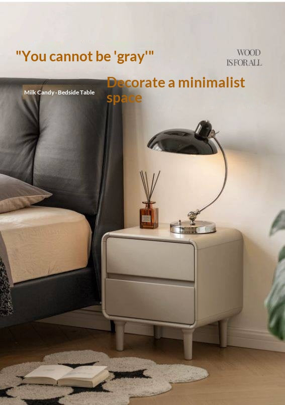 Solid RubberWood Nightstand Light Luxury.