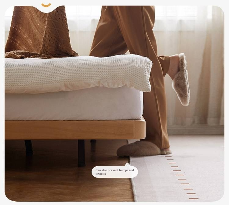 Beech Solid Wood Platform Bed, Headboard-Free Bed, Flush-Edge Floating Bed