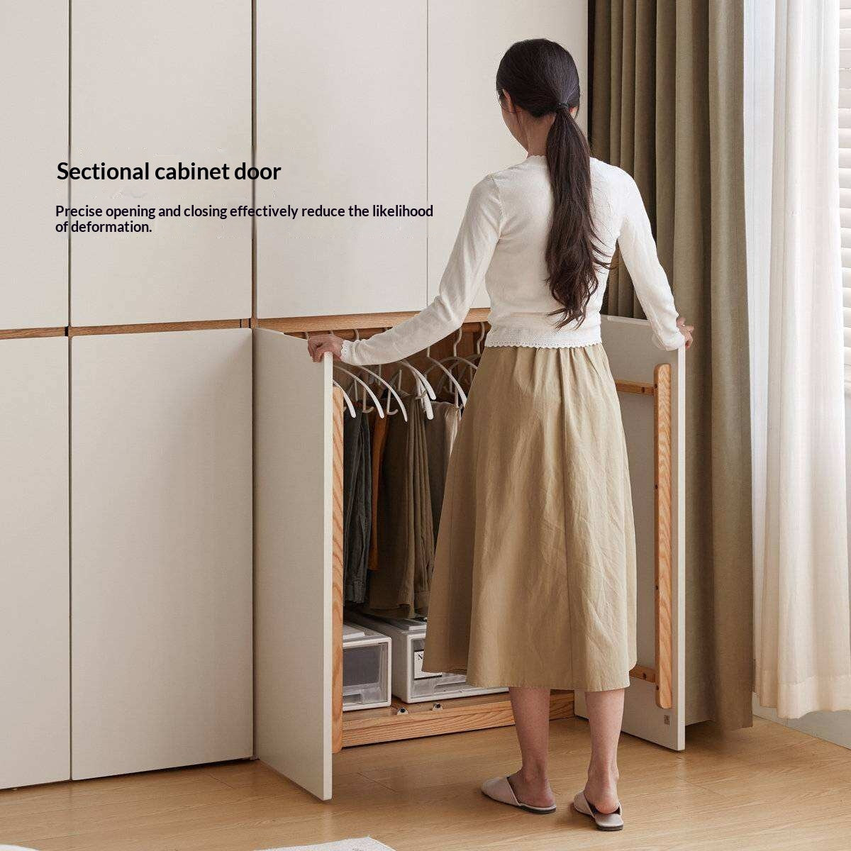 Oak Solid Wood Wardrobe with Double Doors