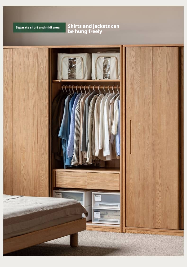 Oak, Ash Solid Wood Wardrobe Sliding Door.
