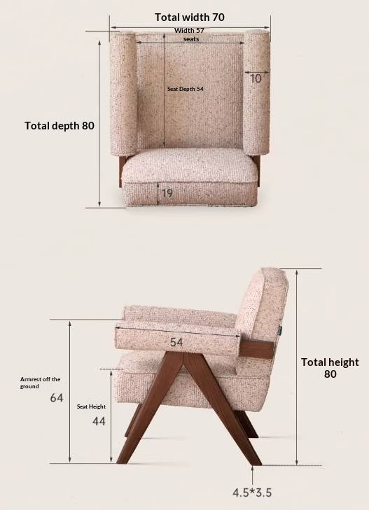 Ash solid wood Accent Armchair, Upholstered Lounge Chair with Angled A-Frame Legs and Wide Padded Armrests