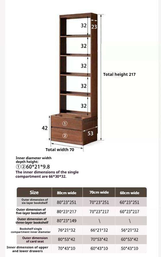Oak Solid Wood Modern Minimalist Style Bookcase And Storage