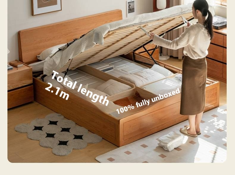 Cherry Solid Wood Box Storage Bed