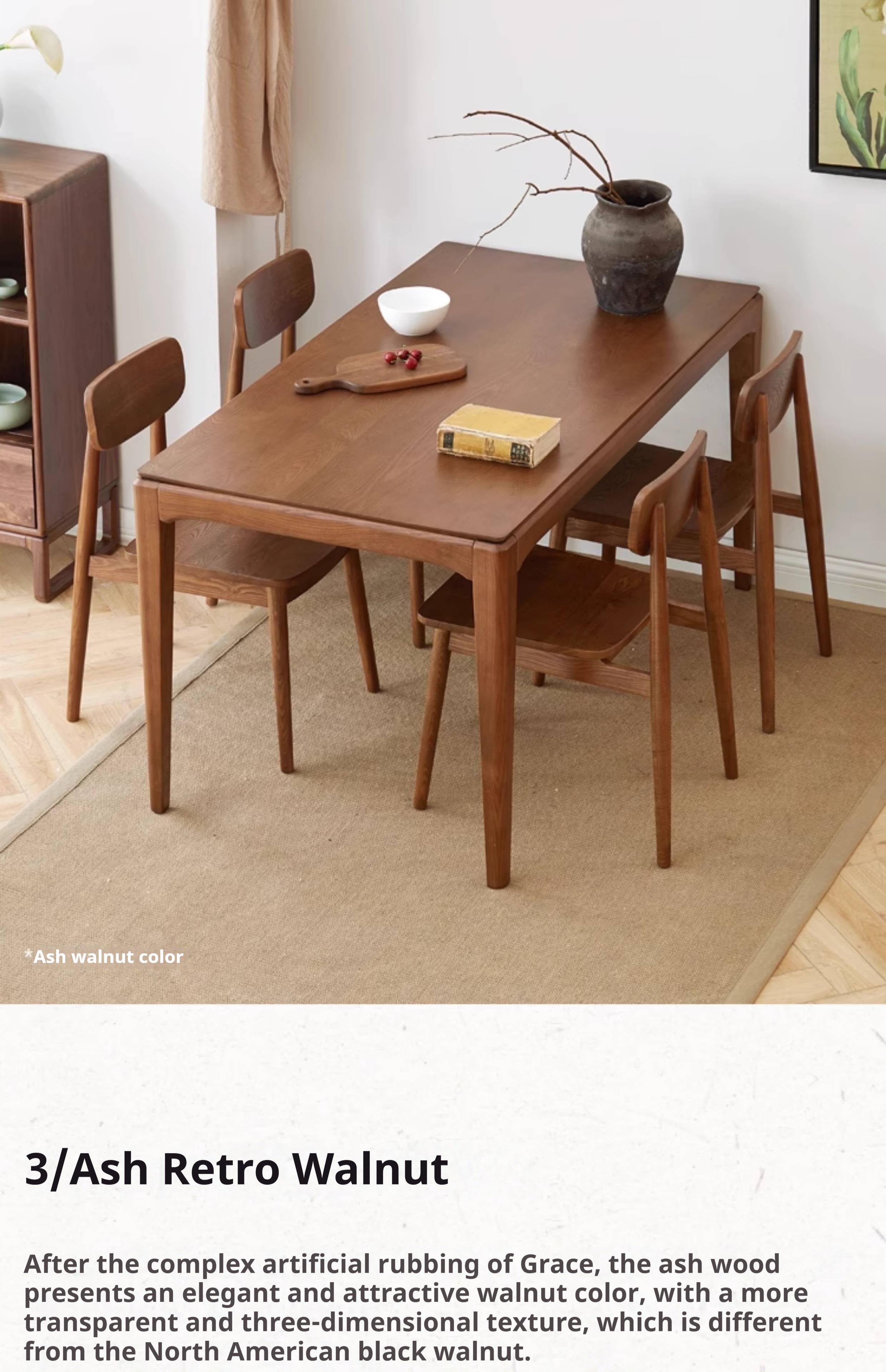 Ash Solid Wood Rectangular Modern Dining Table