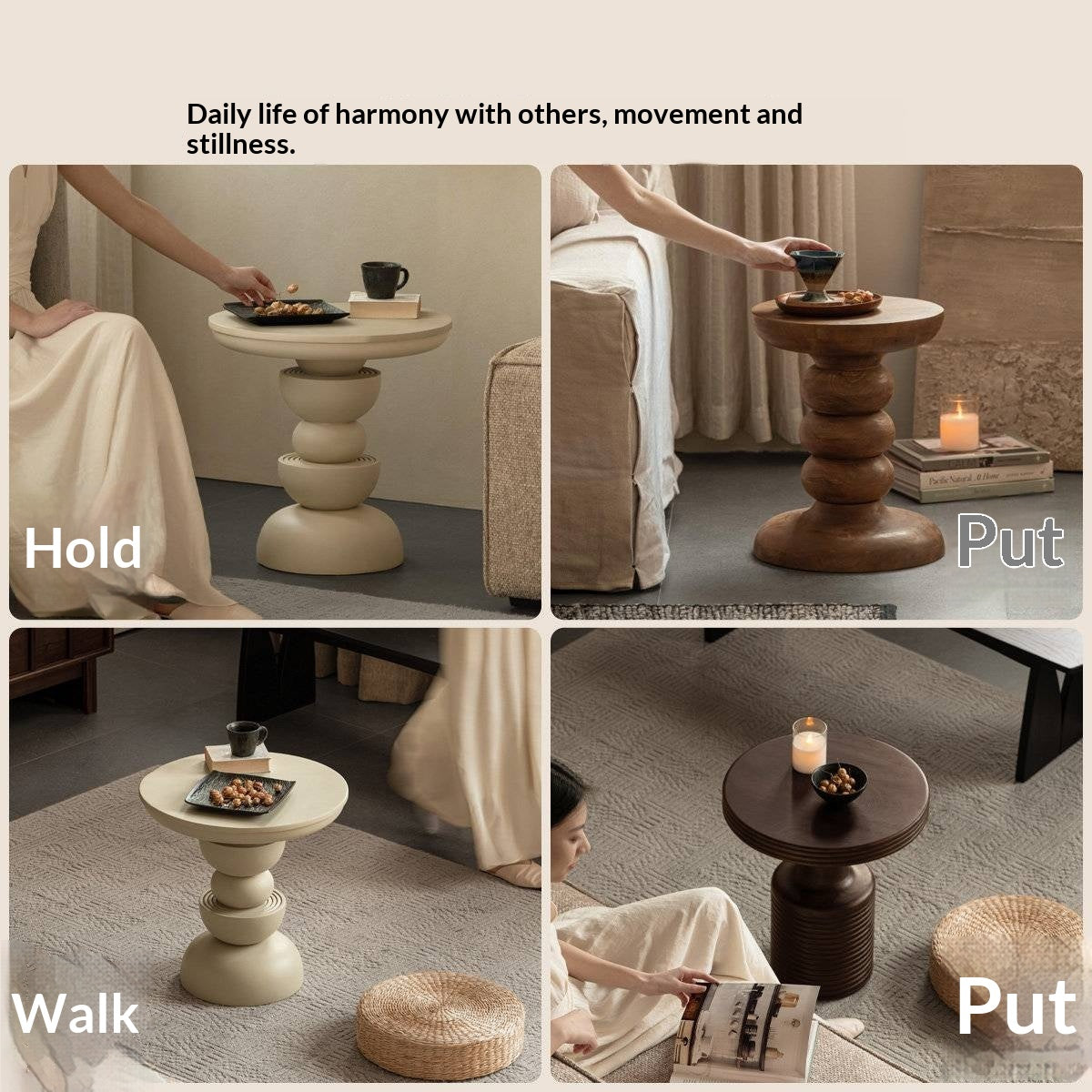 Mango Solid Wood Wabi Sabi Round Side Table