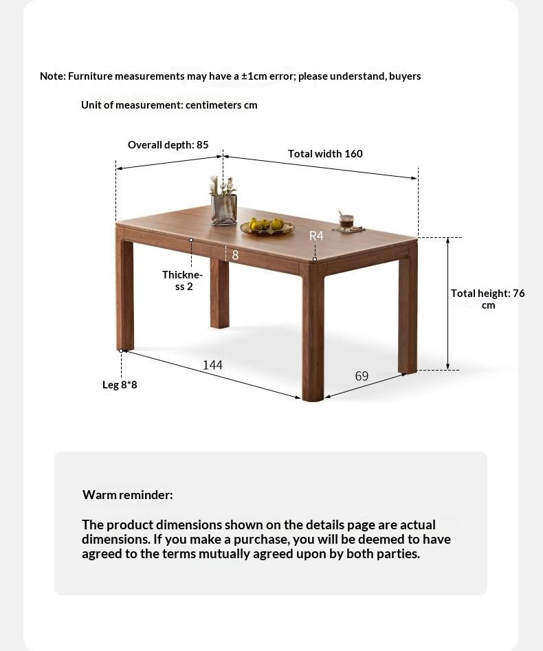 Black Walnut, Ash, Red Oak, Sandalwood Solid Wood Large Dining Table