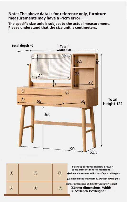 Beech Solid Wood Nordic Style Vanity Table.