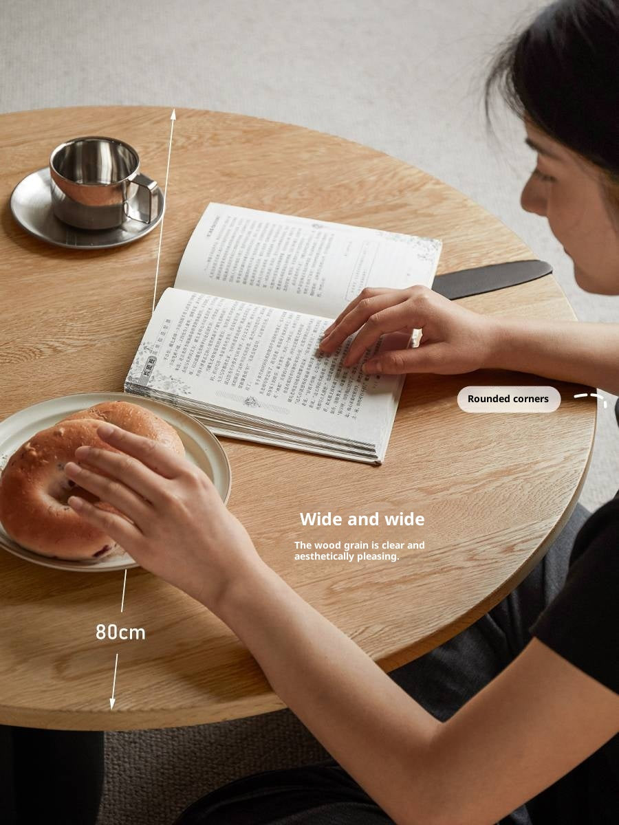 Oak Solid Wood Wabi-Sabi Style Creative Round Coffee Table