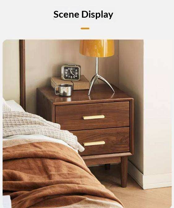 Black Walnut Solid Wood Nightstand.