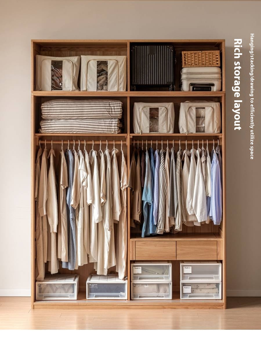 Oak, Ash Solid Wood Wardrobe With Sliding Doors