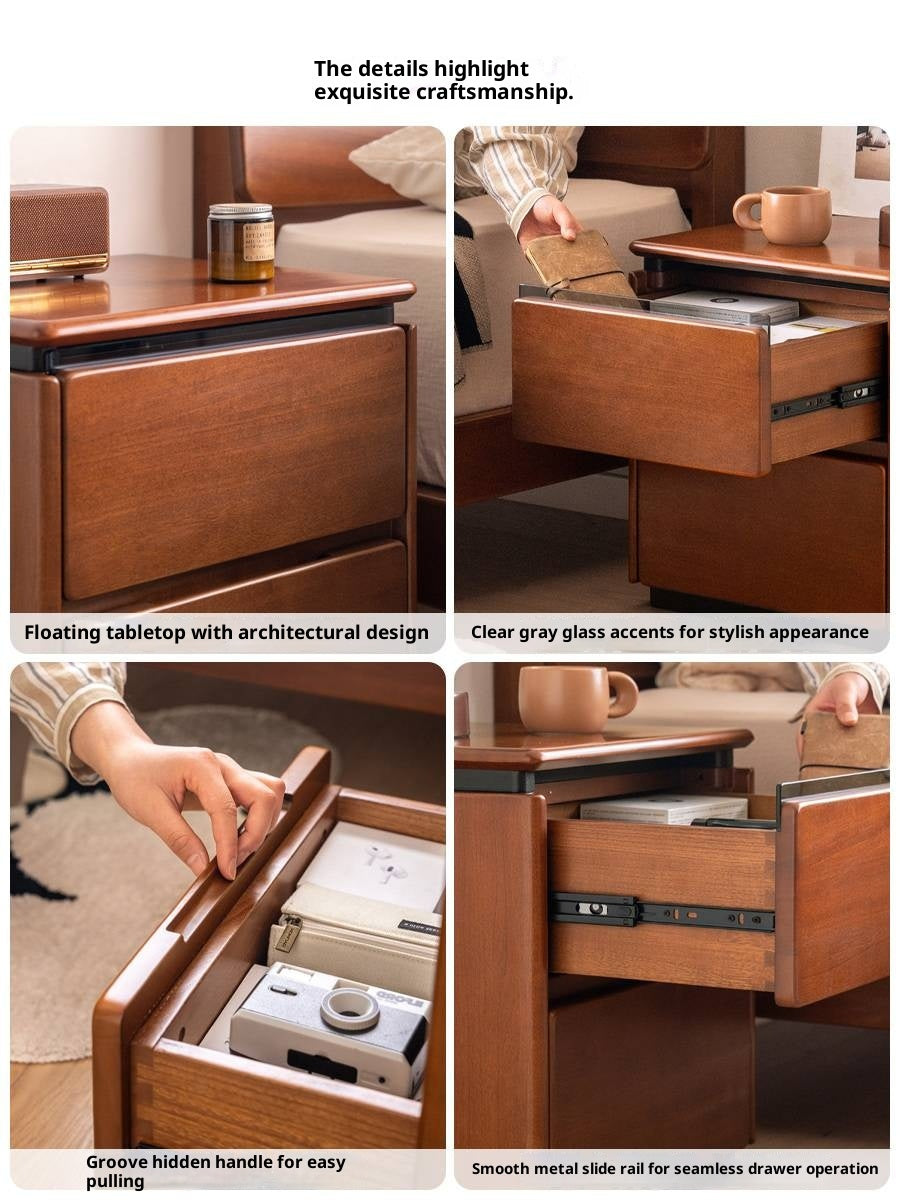 Poplar Solid Wood Vintage Style Nightstand