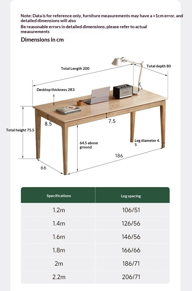 Ash Solid Wood Modern Minimalist Office Desk