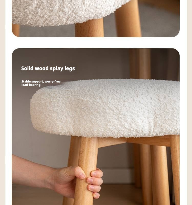 Beech, birch solid wood Nordic lamb velvet cloud makeup stool.