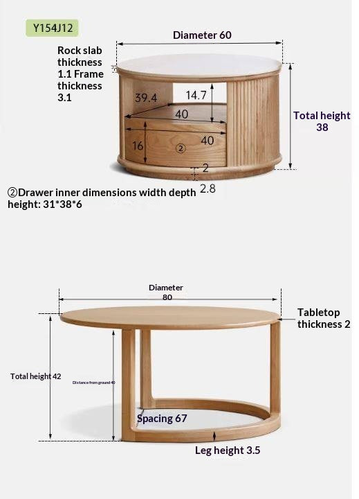 Oak, Ash, White Ash Solid Wood Rock Plate Coffee Table