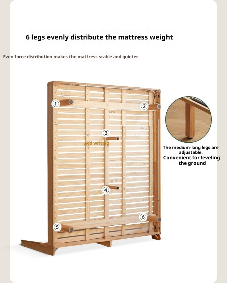 Oak, Ash Solid Wood Luminous Suspended Bed, Nordic Style