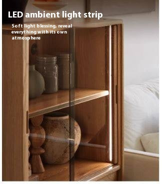 Oak Solid Wood Modern Side Cabinet.