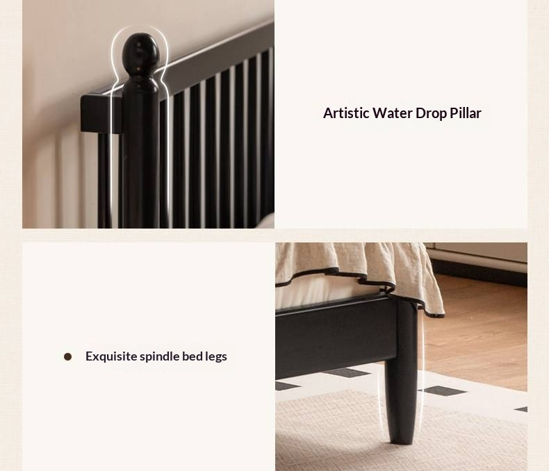 Rubberwood Solid Wood French Retro Soft Bed