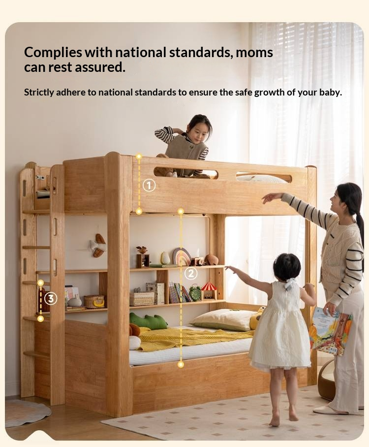 Rubberwood Solid Wood Children's Multifunctional Box Bunk Bed