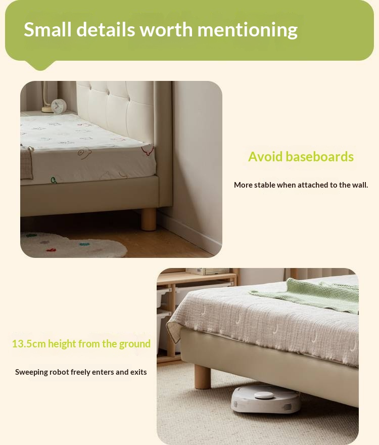 Organic Leather Children's Soft Bag High Headboard Single Bed