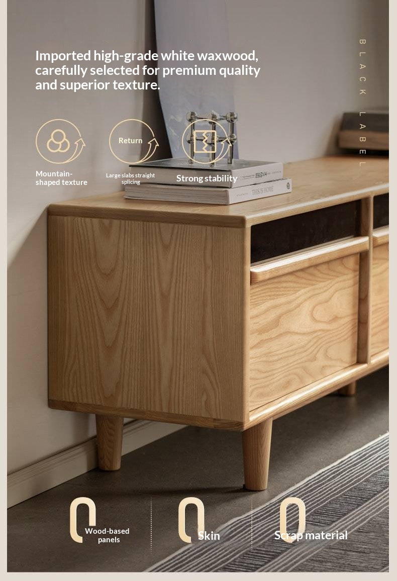 Ash Solid Wood Floor TV Cabinet