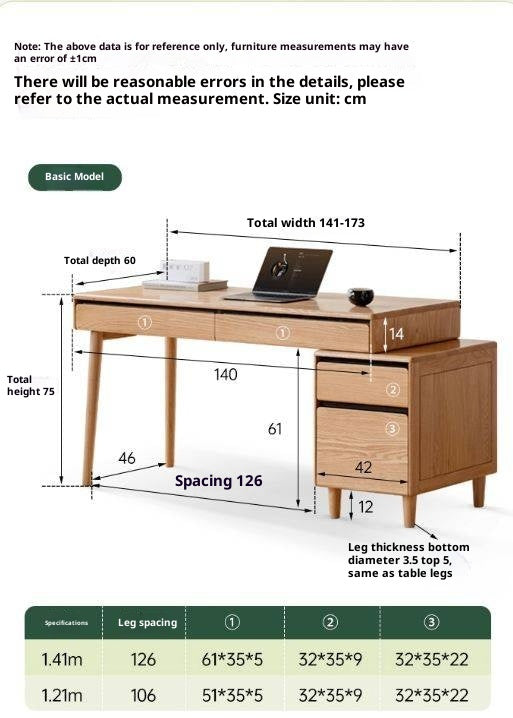 Oak Solid Wood Modern Office Desk