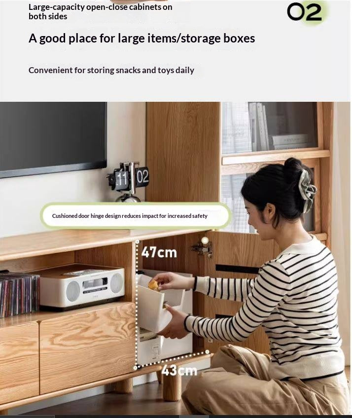 Oak Solid Wood Tall TV Cabinet.